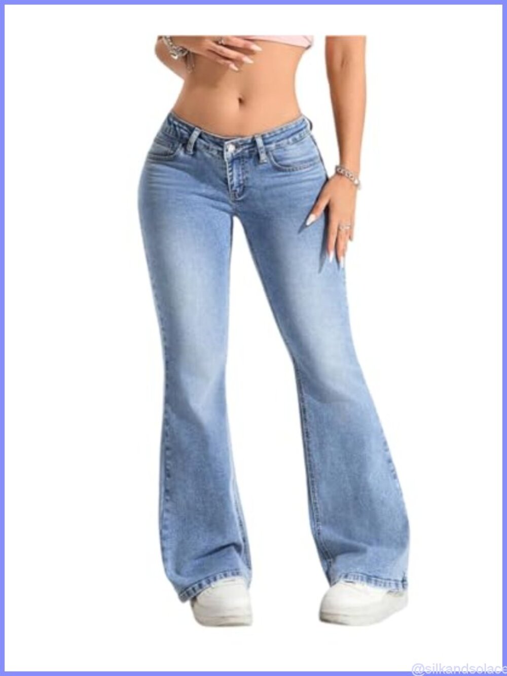 Vintage Trendy Flare Jeans Stretchy Low Rise Women's Denim Pants